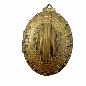 Large Vintage Antique Victorian Etruscan Revival Gold Tone Pin Dangle Locket